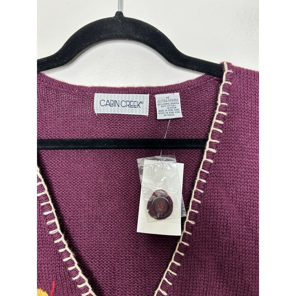 Cabin Creek Fall Leaves Knit Sweater Vest Grandma Cottage Vintage Size 1X NWT - Picture 7 of 7